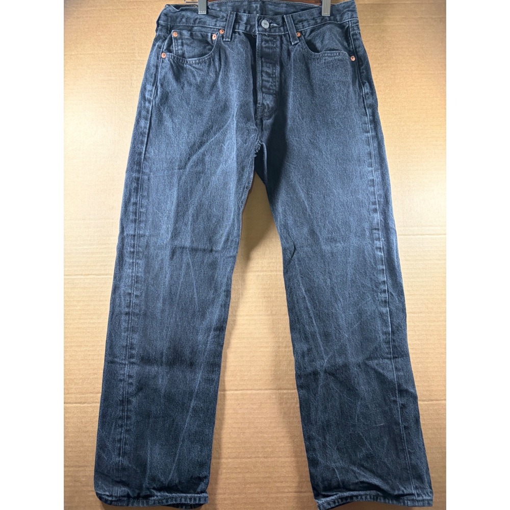 Levi's 501 Original Fit Jeans Mens‎ 30x26 Black Straight Leg Button Fly Denim